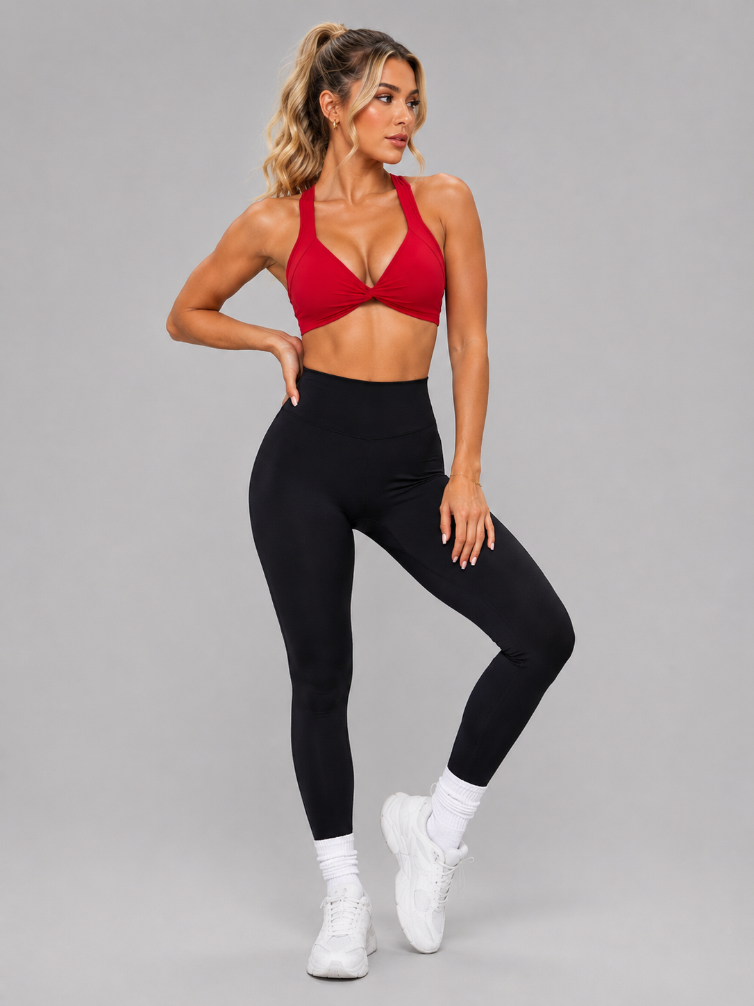 Twisted Curve Sports Bra - Lipstick Red