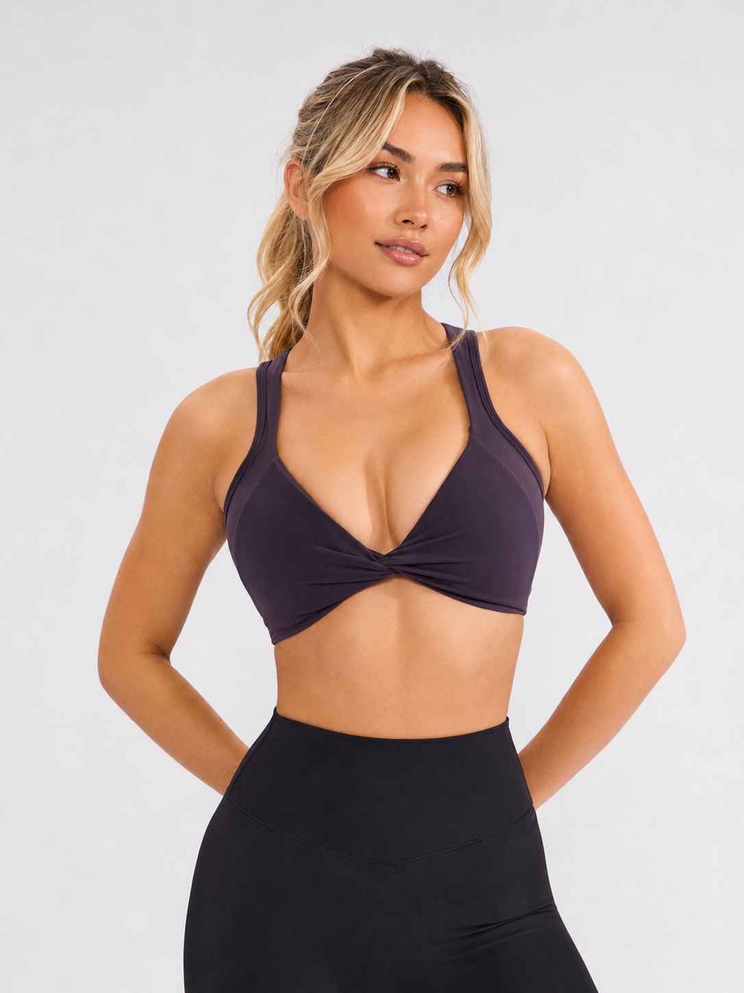 Twisted Curve Sports Bra - Purple Shadow